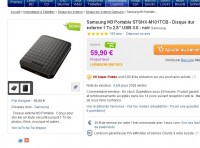 Bon plan disque dur externe : samsung 2.5 pouces, 1to qui revient à 42 euros le 14 janvier