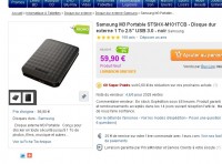 Bon plan disque dur externe : samsung 2.5 pouces, 1to qui revient à 42 euros le 14 janvier