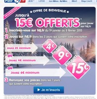 Fdj.fr … jusqu’à 15 euros de bonus pour les nouveaux joueurs en ligne .. jusqu’au 8 février