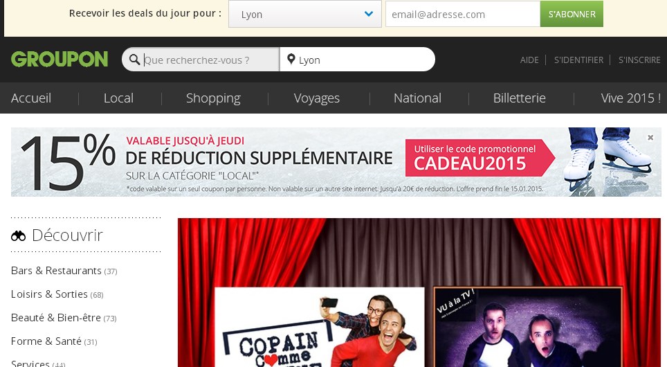 Groupon 15 pourcent de réduction