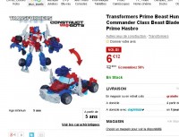 Jouets pas chers :  Personnage Transformers à 6.12 euros livraison incluse