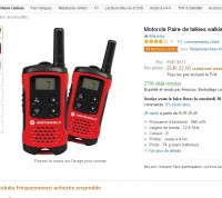 Paire de talkie walkie motorola pas chers à 22 euros .. le 28 janvier