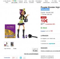 Bon plan jouet : 10 euros la poupée monster high