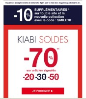 Soldes kiabi : 10 pourcent en plus le 11 janvier
