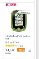 Tablette educative Leappad2 à  moins de 25 euros port inclus