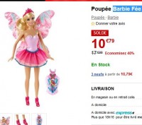 Poupée barbie fee scintillante pas chere à 10 euros
