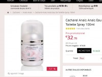 Mega affaire: 32.7 euros le parfum Anais Anais de Cacharel en vapo 100ml