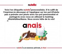 Rigolo : une etiquette personnalisée pour pot de nutella