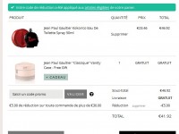 42 euros pour deux flacons 50ml de gaultier kokorico et un vanity en prime