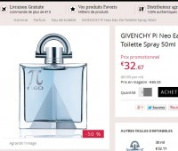 Bon plan eau de toilette:  Givenchy pi neo 50ml à 32.67 euros