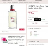 Bon plan eau de toilette: Habit Rouge de Guerlain 50ml pour hommes + un gloss pour femmes à moins de 28 euros