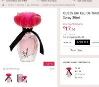 Eau de toilette Guess Girl 30ml à 17 euros , le 50ml à 21 euros … mega affaire