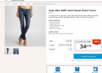 Bon plan jeans pour femmes: moins de 33 euros le jeans levis demi curve
