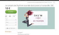Billets pour la tournée 2015 de Shym à 18 euros