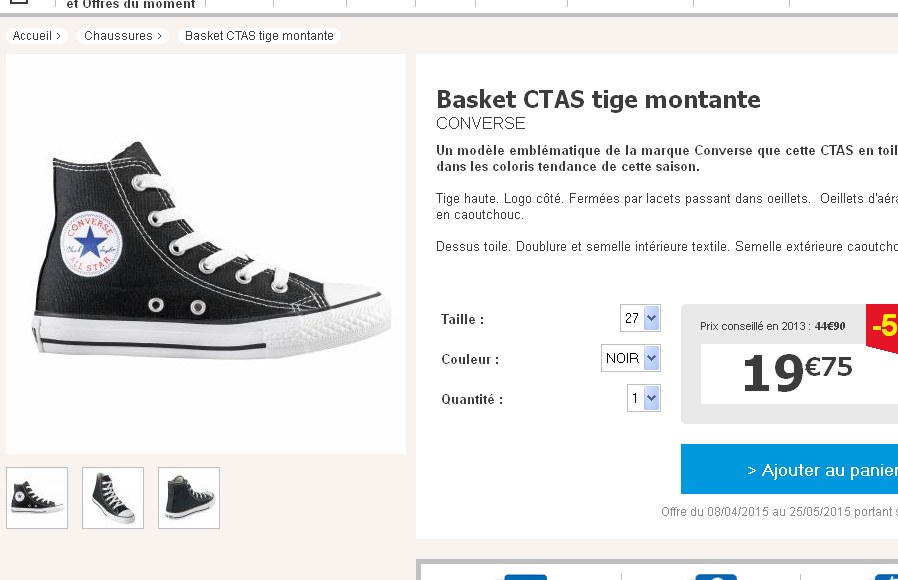 converse a bon prix