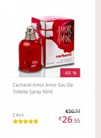 Bon prix parfums : Cacharel Amor Amor 50ml à 26 euros port inclus (le double normalement)