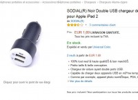 Double chargeur usb de voitures pas cher à 1.6 euros port inclus