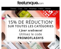 Bon plan parfum, maquillage, produits de beautés : 15 pourcent de remise en plus sur feelunique ..le 14/04