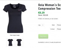 Tee shirt compression Gola pour femmes à 7.46 euros port inclus