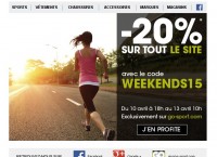 20 pourcent de réduction sur le site gosport jusqu’au 13 avril