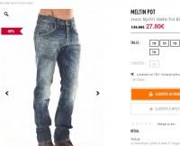 jeans hommes meltin pot à moins de 28 euros port inclus