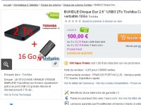 Pas cher:  85 euros un disque dur externe 2to + une cle usb 16go .. le 5 avril
