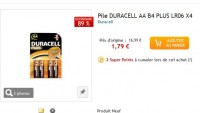 Bon plan piles : les 4 duracell AA à 1.79 euros port inclus