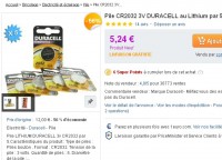 5 Piles Duracell CR2032 pas chères  pour 5.24 euros port inclus
