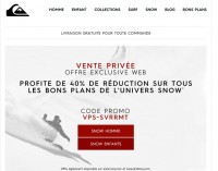 Quiksilver : 40 pourcent de remise en plus sur les articles en promo « Snow »