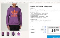 Sweat à capuche Adidas pas cher à 16.22 euros