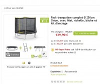Bon prix trampoline : 125 euros avec échelle et bache