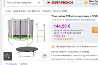 Bon plan trampoline à 124.5 euros avec housse, echelle