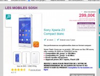 Smartphone xperia z3 compact qui revient à 250 euros avec un forfait sosh (au lieu de 400)