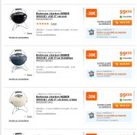 Bon prix barbecue Weber smokey joe à 69.9 euros contre autour de 90- 100 euros  generalement