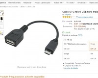 Cable OTG pas cher à 1 euro pour relier un smartphone ou tablette à une clé usb