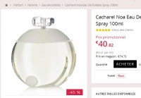 Super affaire parfum : Cacharel  Noa 100ml à moins de 30  euros (plus de 80 normalement)