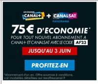 Canalplus canalsat : 75 euros de remise + abonnement à 29.9 euros pendant 6 mois