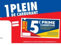 Offre Carburant chez Carrefour : 5 euros offerts  pour un plein d’au moins 40 euros – 30/08 ->01/09