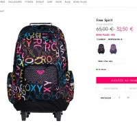 Scolaire : 26 euros le cartable à roulette Roxy pour filles