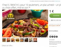 Réduction El Rancho : 1euro le bon pour avoir un plat acheté = 1 offert