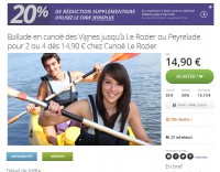 Bon prix pour la descente des gorges du tarn en canoé : moins de 12 euros pour deux