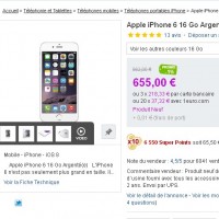 Bon prix Iphone 6 16go à 655 euros et en récupérant de 65 à 131 euros de bons d’achats .. le 6 mai
