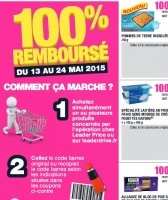 Promo Leader Price : offre 100% remboursé du 13 au 24 mai 2015 concernant 25 produits