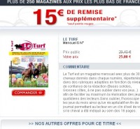 10 euros l’abonnement à 6 numéros du mensuel le turf (au lieu de 30 au prix au numéro)