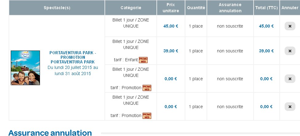 Billet Port Aventura 1 Achete 1 Offert