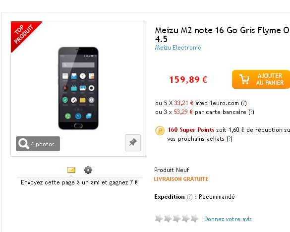 bon plan smartphone meizu m2