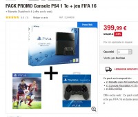 Bon prix console PS4 : la console PS4 1to avec deux manettes et FIFA16 pour moins de 400 euros