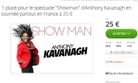 Spectacle : 25 euros la place pour la tournée d’Anthony Kavanagh