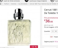 Bon plan parfum : Cerruti 1881 100ml hommes pas cher à moins de 33 euros