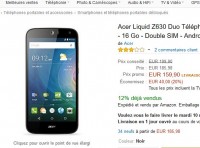 Bon prix smartphone acer Z630 à 159 euros en vente flash le 9 novembre